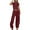 Wine, variant on BLCHUNen Womens Summer Outfits Crew Neck Crisscross Hem Casual Tops Elastic High Waist Pants Athletic Workout Sets