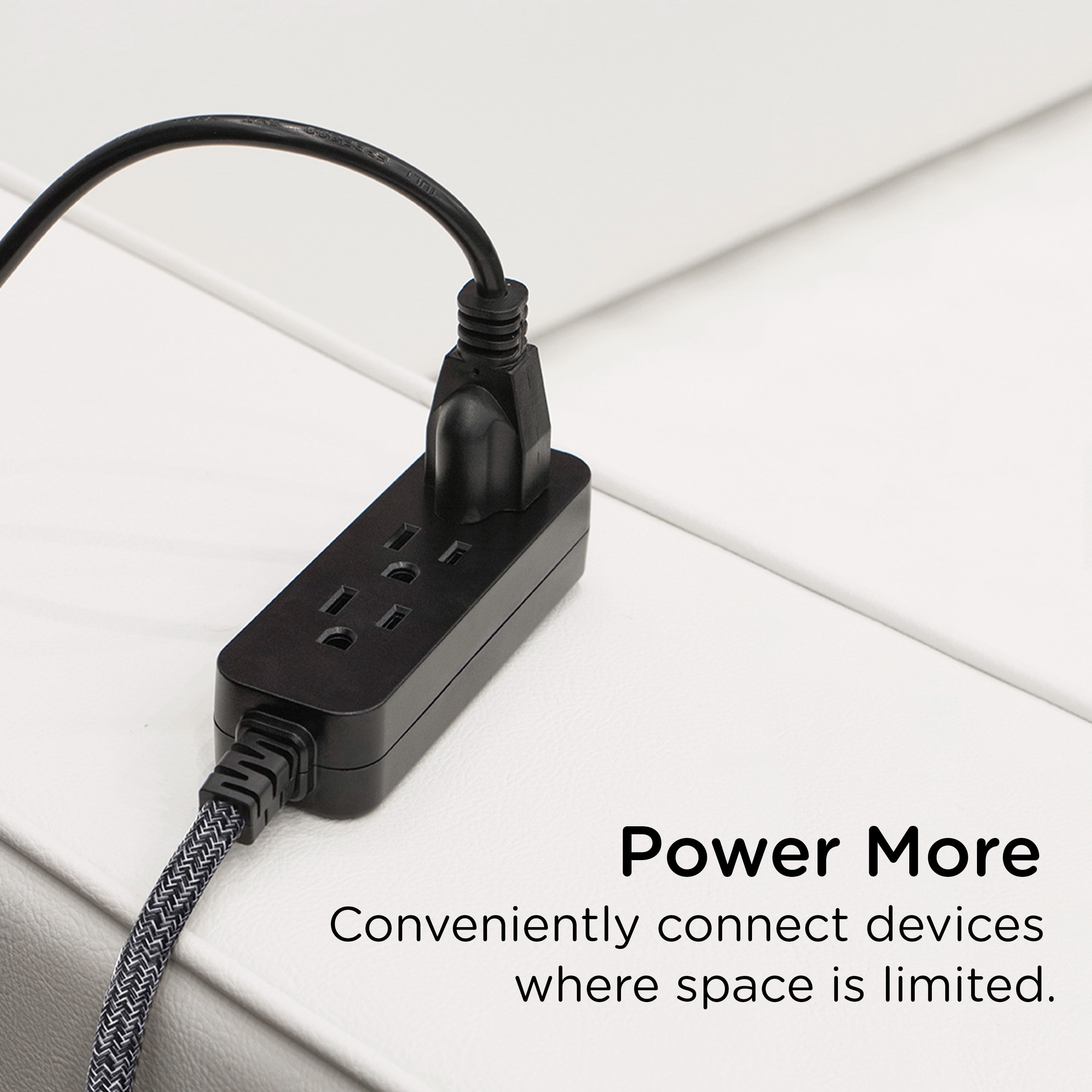 (5 pack) Cordinate Designer 15' Power Strip Surge Protector, UL Listed, Black/Dark Heather, 50012