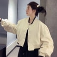 thumbnail image 4 of -Chaqueta corta de bombardero rosa para mujer, Chaqueta corta informal de gran tamaño, moda coreana, estética elegante, Primavera, 4 of 5