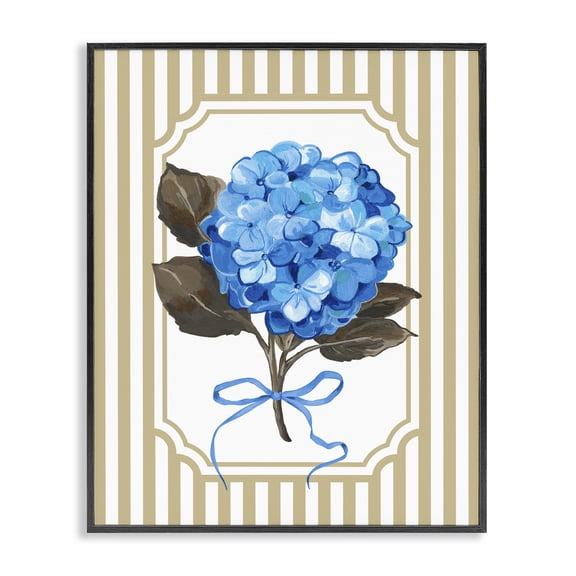 Hydrangea Bundle with Bow Black Framed Giclee Art, design by Adonna Ebrahimi