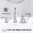 thumbnail image 3 of 2 Handle 8 Inch Widespread Bathroom Sink Faucet with Pop-Up Drain, High Arc Modern Bathroom Vanity Lavatory Faucet 3 Holes with Brass 360° Swivel Spout, Brushed Nickel, 3 of 9