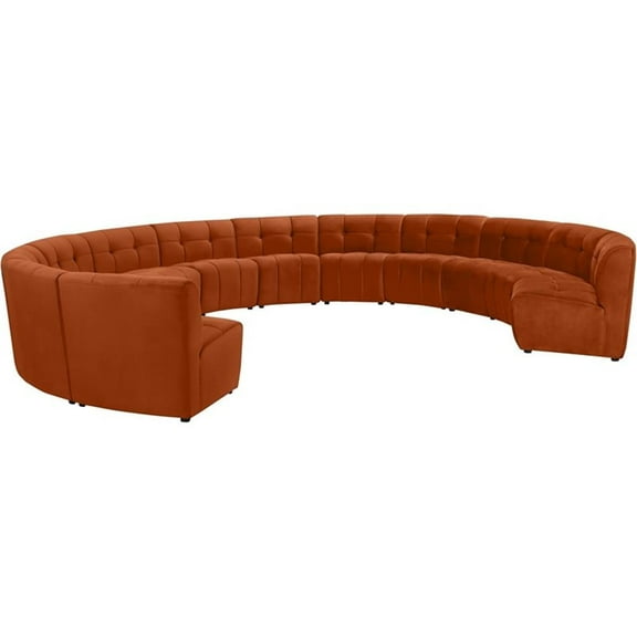 Maklaine 12-Piece Modular Contemporary Velvet Sectional Sofa in Mahogany