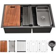 thumbnail image 1 of Drop in Kitchen Sink Workstation  Nano  Stainless Steel Deep Single Bowl with Quick Drainage &amp; Tarnish- Surface for Bar  Laundry  RV  Includes Accessories, 1 of 6