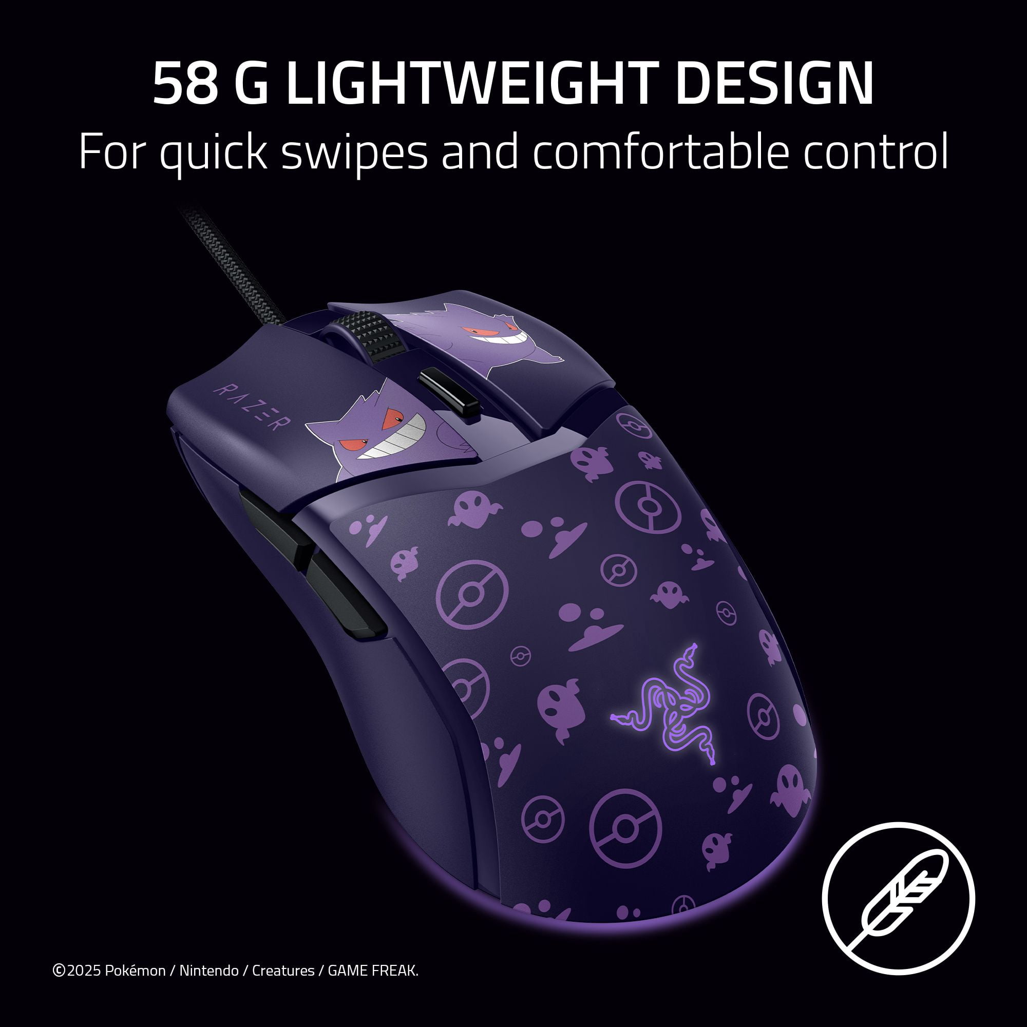 Razer Cobra Light-Weight Wired PC Gaming Mouse with Chroma RGB, Pokemon Gengar Edition