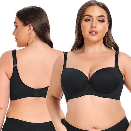 Blczomt Black Women Bras Plus Size Clearance Balconette Seamless Sexy Underwire Bra