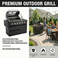 thumbnail image 2 of Outdoor Kitchen Barbecue Grill 46" 75300 BTU 6-Burner Stainless Steel Gas Island Grill with Rotisserie Black, 2 of 15