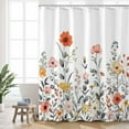 thumbnail image 5 of Floral Shower Curtain, Watercolor Flower Pretty Colorful Wildflower Fabric Decorative Shower Curtains with 12 Hooks for Bathroom 72 ×72 Inch, 5 of 6