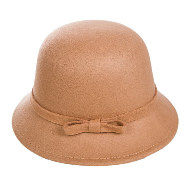 Momolaa Women Cloche Hat 1920s Vintage Wool Felt Flowers Church Bowler Hats  Suede Wool Hat Cloche Round Hat Fedora Bucket Vintage Hat with Lace Mesh