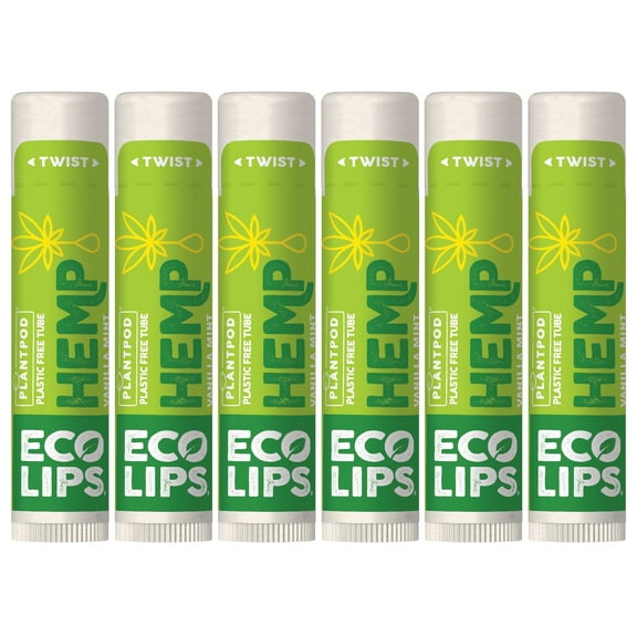 Eco Lips Hemp Vanilla Mint Plant Pod Organic Lip Balm, 6 Pack