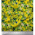 thumbnail image 1 of Soimoi Cotton Cambric Fabric Leaves,Floral & Black Berries Fruits Printed Fabric 1 Yard 56 Inch Wide, 1 of 1