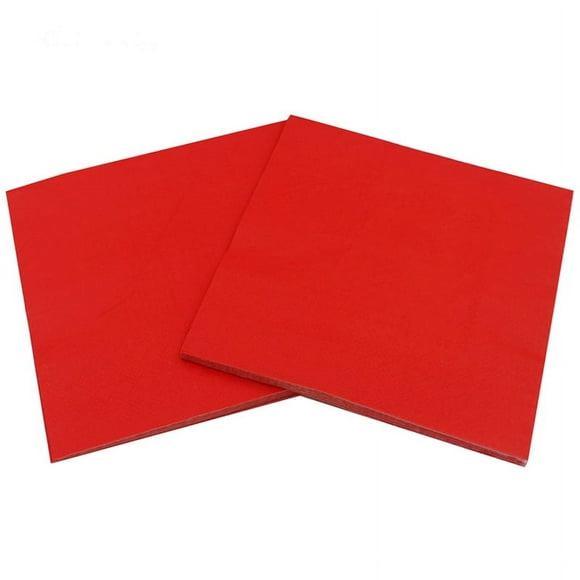 1 pack Serviette en Papier Imprimée Couleur Unie (Rouge), 1 pack Serviette Individuelle (20 Pcs), Rouge