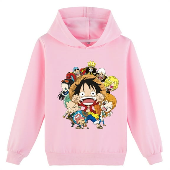 One Piece Graphic Long Sleeve Hoodies Anime Pullover Casual Sweatshirts Hooded for Teen(8-16 Years)
