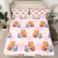 thumbnail image 2 of Feelyou Kawaii Capibara Animal Full Size Sheets, Cute Ramen Axolotl Bed Sheets, Romantic Love Heart Sheet Sets, Lightweight Room Decor, 4-Piece, 2 of 7