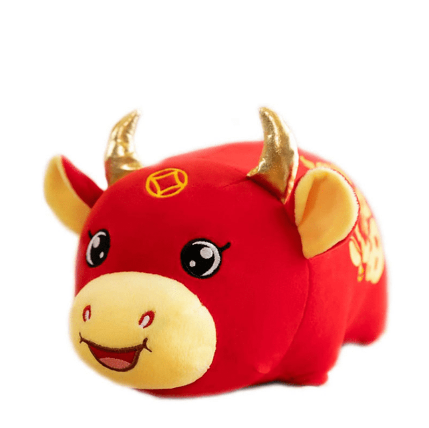 1pc New Year Cute Red Milk Cow Mascot Plush Doll Stuffed Ox Cattle Plush Toys 