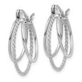 thumbnail image 2 of 14K White Gold Earring Hoop Women'S 19 mm 18 Polished And Textured Circle Earrings, 2 of 4