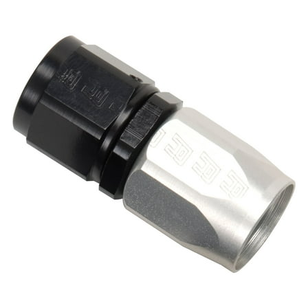 Russell Performance -10 AN Black/Silver Straight Full Flow Hose End