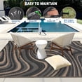 thumbnail image 3 of Hasoo 8' x 10' Black/Gray Outdoor Rug for Patio Decor Waterproof Plastic Straw Modern Geometric Carpet PP Tube Woven Portable Camping Mat for Picnic Balcony, 3 of 7