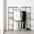 thumbnail image 2 of Basics Expandable Metal Hanging Closet Organizer and Storage Rack Wardrobe with Shelves, 57-80''L x 14''W x 72''H, Bronze, 2 of 6