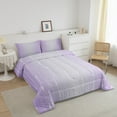 thumbnail image 2 of Lilac Purple and Grey Watercolor Comforter Set Twin Wave Lines and Dots Bedding Set, Gradient Ombre Bedding Comforter Sets Aesthetic Abstract Duvet, Modern Geometry Stripe Quilted Comforter Soft, 2 of 5