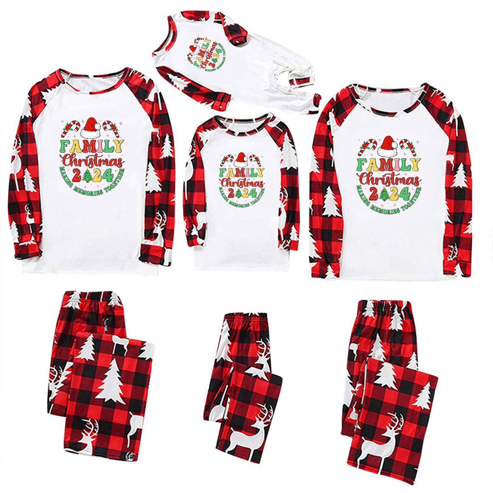 Family Christmas 2024 Pajamas Set Matching Holiday PJs for Kids and