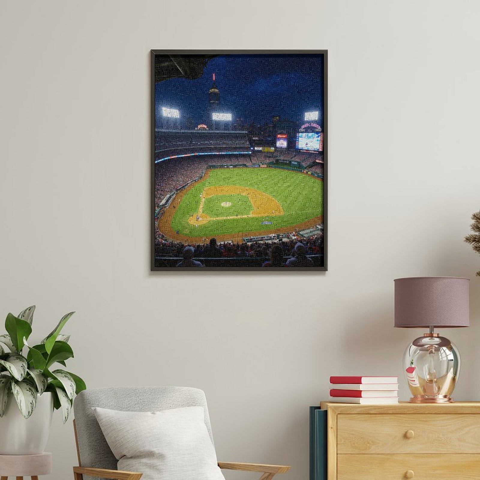 Paint by Numbers Kit for Adults, Baseball Game Night City Lights Paint by Numbers, Easy Paint by Numbers Kit for Adults Beginner, DIY Adult Paint by Number Kits on Canvas, Home Decor
