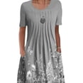 thumbnail image 3 of FASHIONWT Women Vintage Easter Printed Short Sleeve Crewneck Midi Pockets Dress, 3 of 4