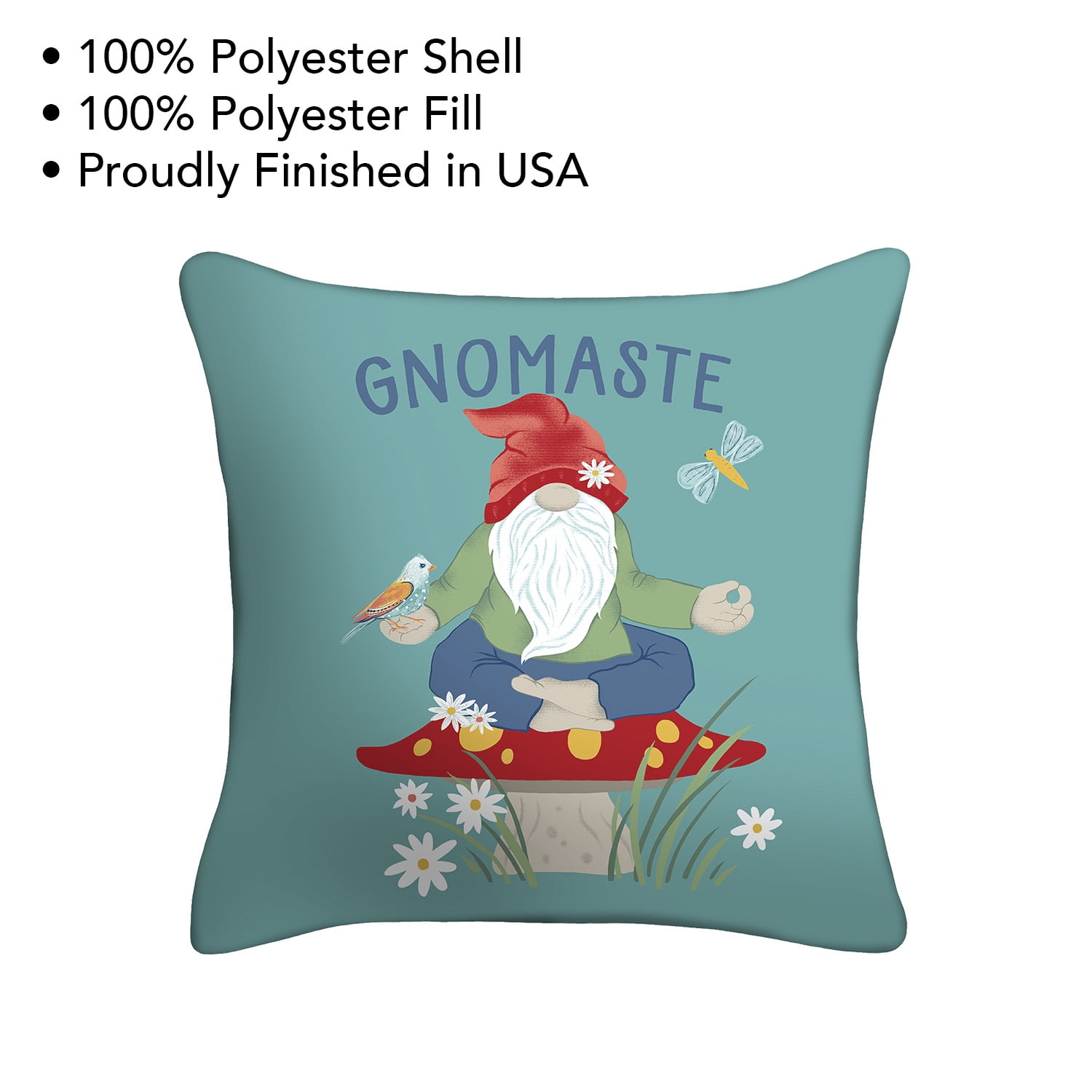 Mainstays 16" x 16" Gnomaste Decorative Outdoor Throw Pillow, Blue/Multi