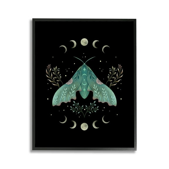 Stupell Industries Celestial Moth & Moon Animals & Insects Painting Black Framed Art Print Wall Art, 11 x 14