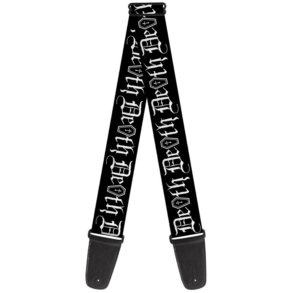 Buckle-Down Guitar Strap, Death Coffin Old English Black White, 2 Inches Wide