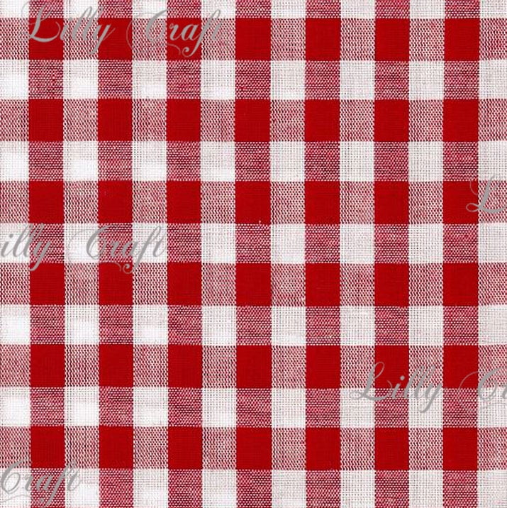 Gingham Checkered Poly Cotton 1/4 Inch Red Fabric Sold By The Yard