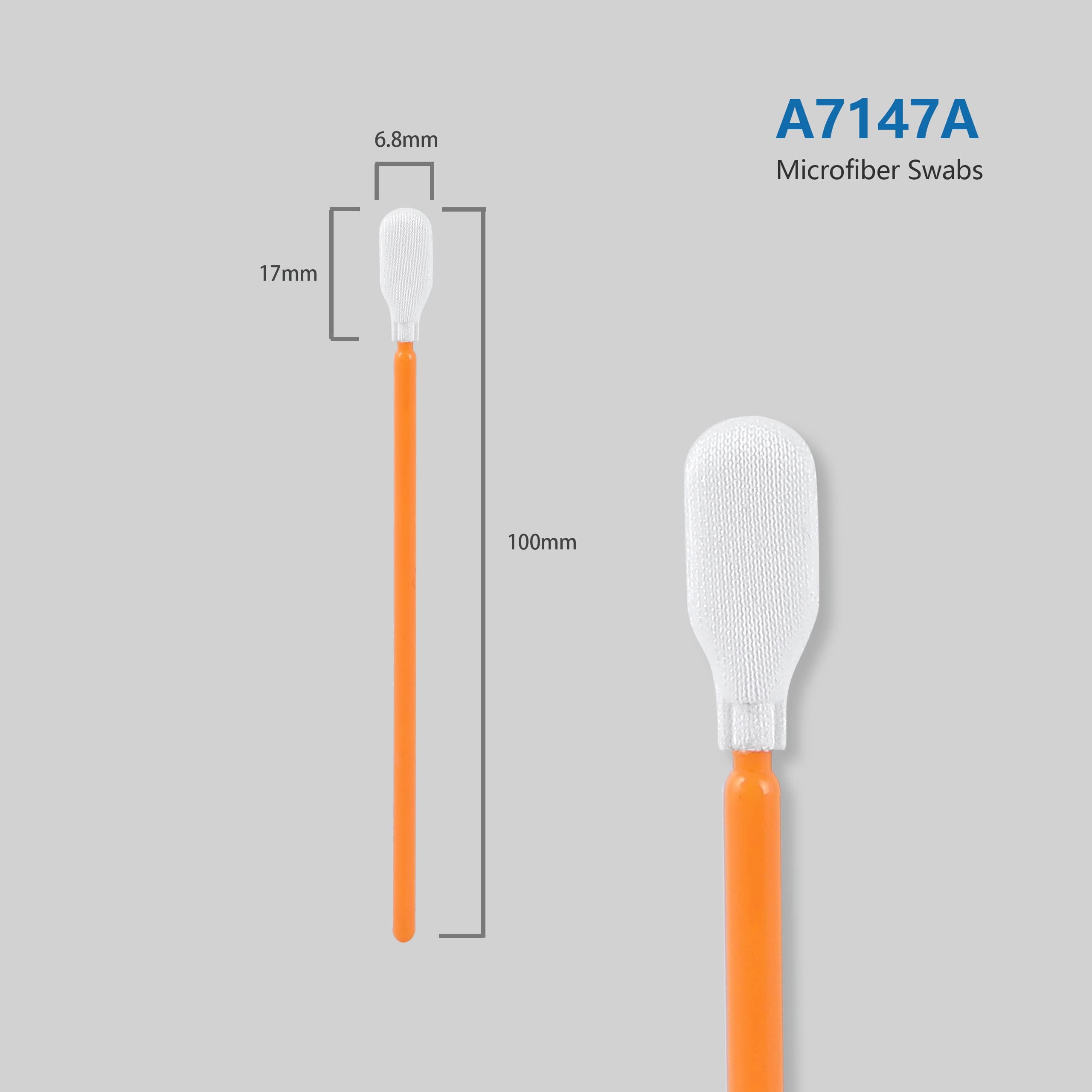 AAwipes 4" Cleaning Swabs (Bulk Pack 1000pcs, Orange, Length/Swab Head Width=100 mm/6.8 mm) Knitted Polyester Cleanroom Foam Cleaning Swab Stick (A7147A-1000)