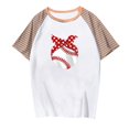 thumbnail image 3 of Tops Cortos para las Mujeres Impreso Cuello Redondo Mangas Cortas Casual Camiseta, Mujer Casual Camisetas para el Hogar Diario, 3 of 4