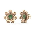 thumbnail image 2 of 0.35 Cts Emerald Daisy Floral Stud 925 Sterling Silver Rose Vermeil Floral Mother's Day Gift Earrings, 2 of 3