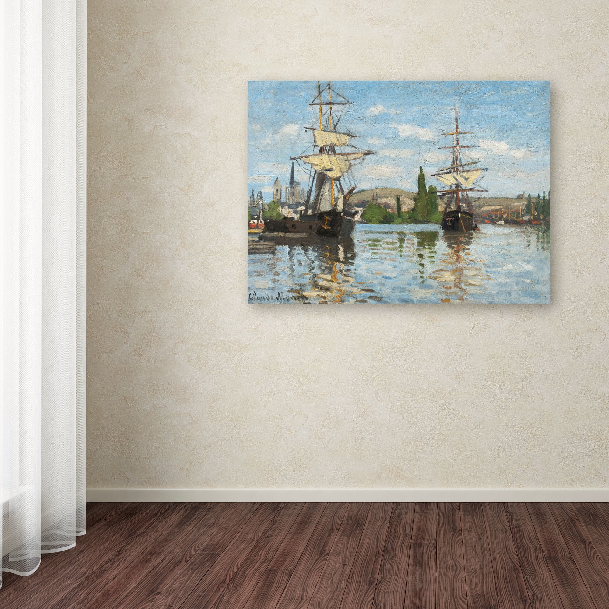 Trademark Fine Art "Ships Riding On the Seine" Canvas Art by Claude Monet