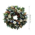 thumbnail image 3 of Farmhouse White Pumpkin Wreath-Ranunculus and Eucalyptus Autumn Decor, Artificial Leaf Fall Wreath for Front Door & Home Festival Front Door Hanging Ornament Thanksgiving Fall Home(45cm), 3 of 6