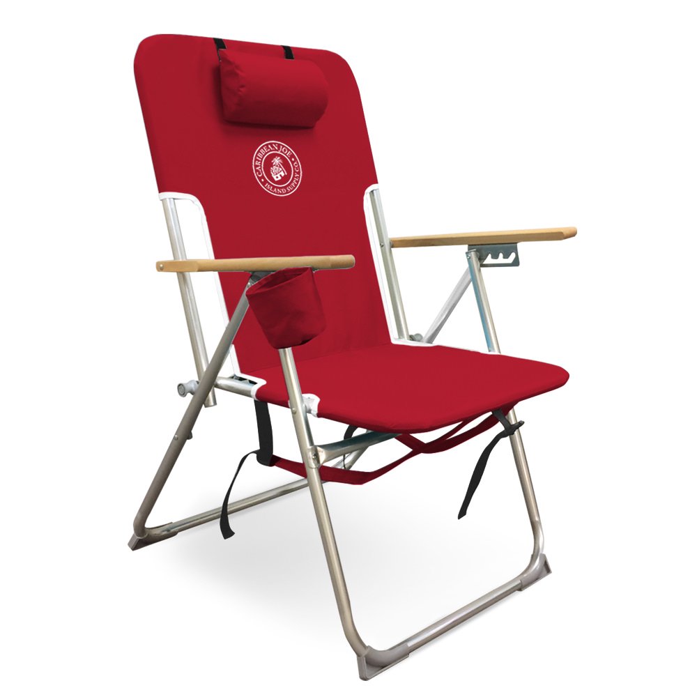 Caribbean Joe High Weight Capacity Back Pack Beach Chair, Red - Walmart.com - Walmart.com