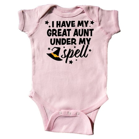 

Inktastic I Have My Great Aunt Under My Spell with Cute Witch Hat Gift Baby Boy or Baby Girl Bodysuit