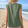 thumbnail image 5 of VBVC Women's Cotton-Linen Sleeveless Tank Top,Ladies Breathable Button Neck Blouse,Loose Fit Summer Pleated Shirt For Women,Green,S-3XL, 5 of 10