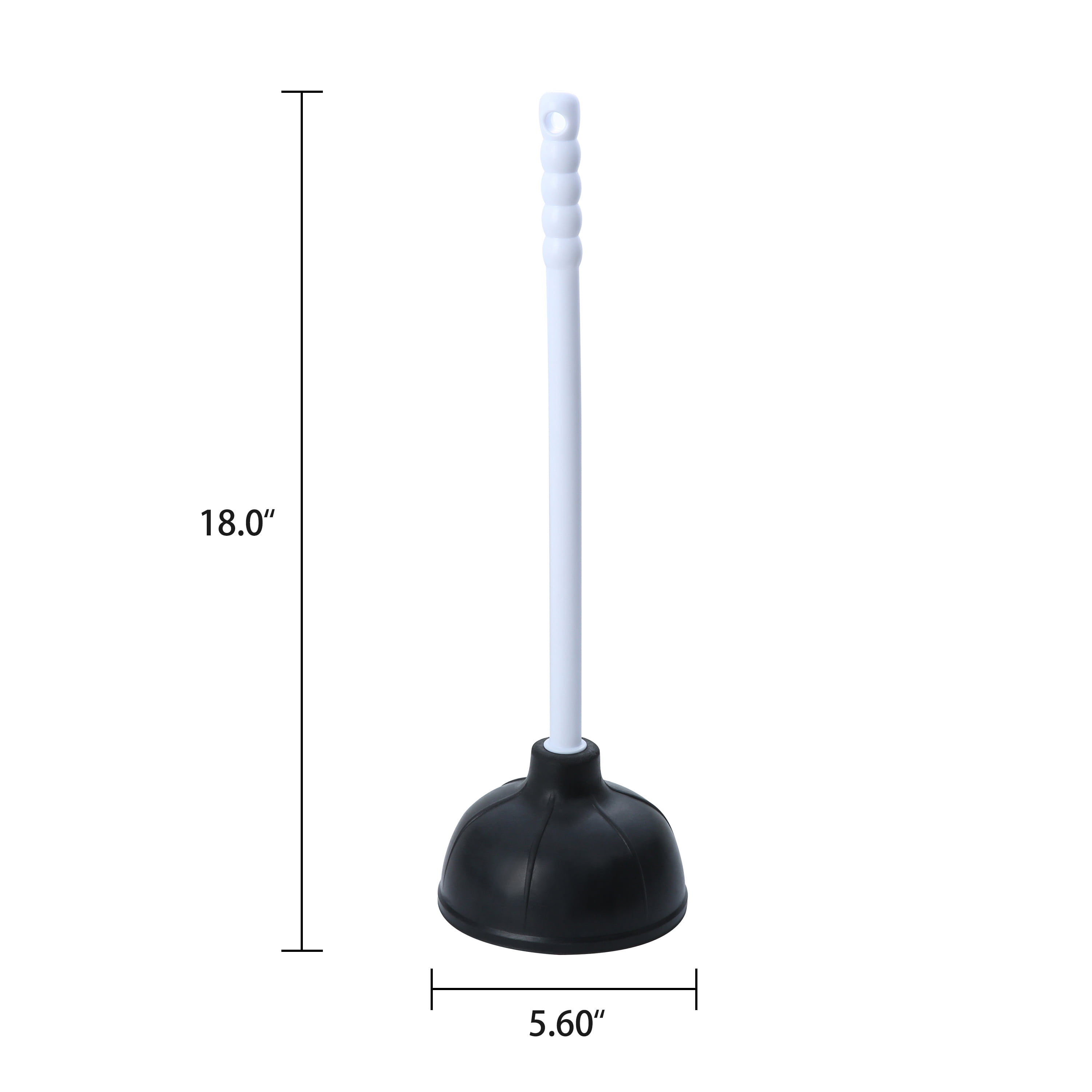 Mainstays Toilet Plunger, 18 in Plastic Handle, Rubber Cup, White