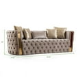 thumbnail image 4 of Naomi Button Tufted Sofa with Velvet Fabric and Gold Accent in Taupe, 4 of 7