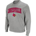 thumbnail image 2 of Men's Colosseum Heather Gray Louisville Cardinals Arch & Logo Crew Neck Sweatshirt, 2 of 5