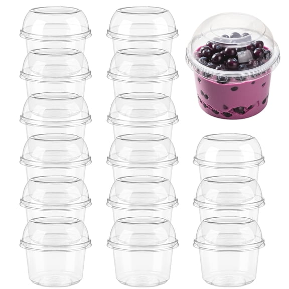 Leak Proof Yogurt Cups with Lids, 16 oz Clear Plastic Dessert Bowls, Topboutique Ice Cream Containers & Party Serving Bowls for Fruit, Salad, Cake, Pudding, Smoothie 20 Sets