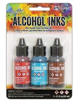 Ranger Tim Holtz Alcohol Ink Bundle - 11 Pc. Tropics Set - Beach Deco, Key West, Rodeo, Pitch Black and Snow Cap with Bonus PTP Blending Sticks