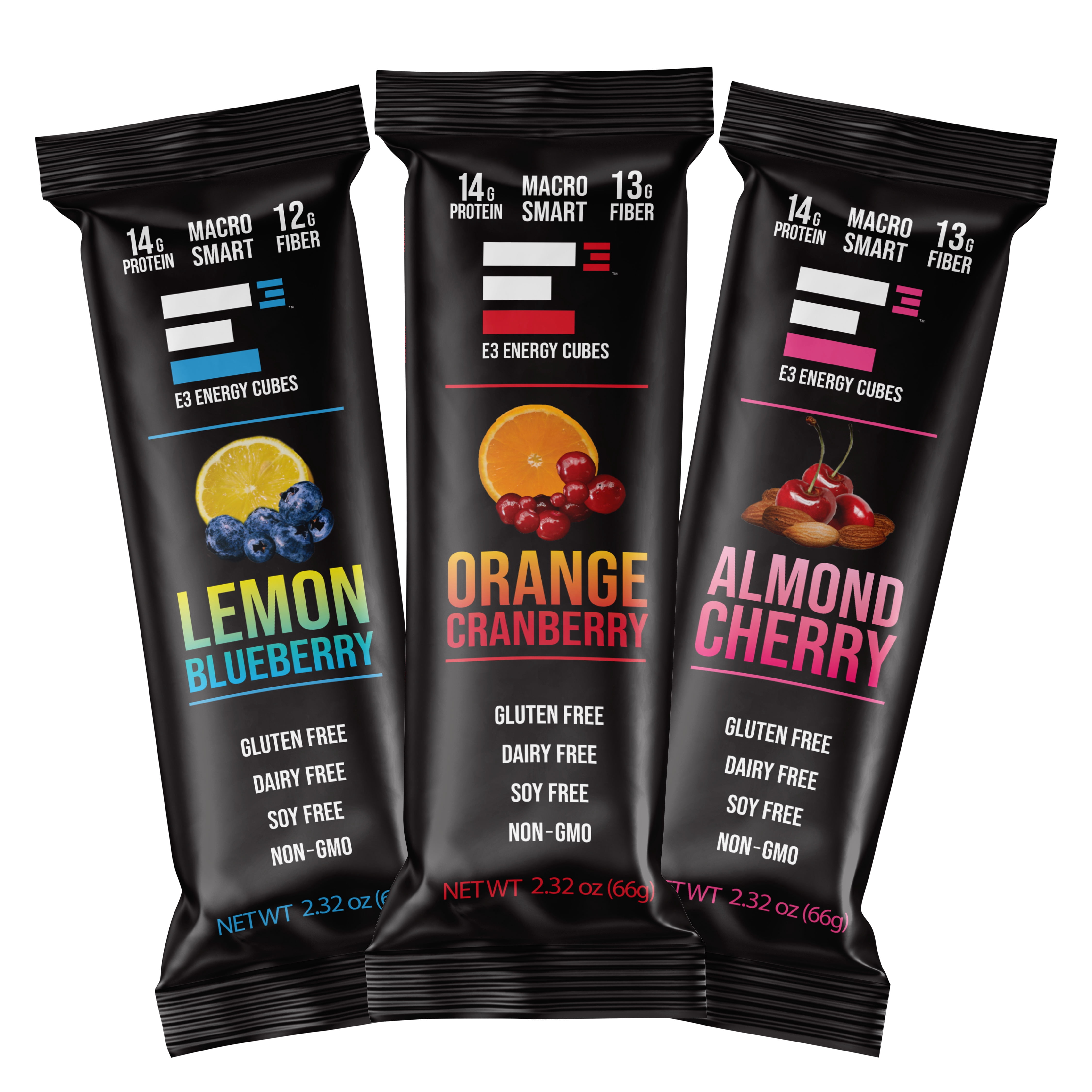 Fruit Fanatic Pack - E3 Energy Cubes | High-Fiber, All-Natural Protein Bars (12 bars)