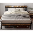 thumbnail image 2 of Lofka Bed Frame with Upholstered Storage Headboard, Metal King Bed Frame, Light Gray, 2 of 8