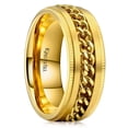 thumbnail image 1 of Anillo King Will Intertwine de acero inoxidable dorado de 8 mm para hombre, 1 of 6
