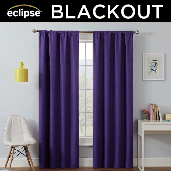 Eclipse Kendall Modern Blackout Curtains, 54 In Long x 42 In Wide, Purple, Sold as a Single Curtain Panel