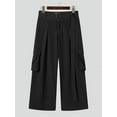thumbnail image 6 of INCERUN Men's Oversized Black Wide Leg Pockets Gothic Pants Casual Trousers with Belt, 6 of 8