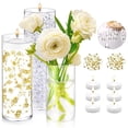 thumbnail image 1 of Juego de 3 jarrones cilíndricos de vidrio para centros de mesa con relleno de 20000 floreros, 6 velas flotantes blancas y 2 cadenas de perlas para bodas, fiestas, decoración de mesa, 1 of 7