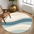 thumbnail image 2 of Abstract Wave Effect 7FT Round Area Rugs for Living Room Watercolor Blue Stripe Ultra-Thin Non-Slip Round Rugs Machine Washable Low Pile Circle Carpet for Bedroom Kitchen Nursery, 2 of 9